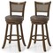 29 Inches Swivel Counter Height Barstool Set of 2 with Rattan Backrest and Footrest-Brown